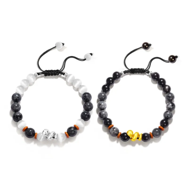 VOEX Silver Sheen Obsidian Bracelets Unisex-8