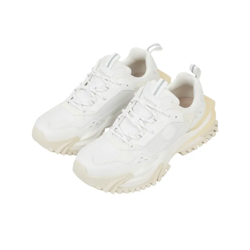 TOREAD Anti Slip Wear Resistant Low Top Casual Shoes Men's Raw White Beige-2