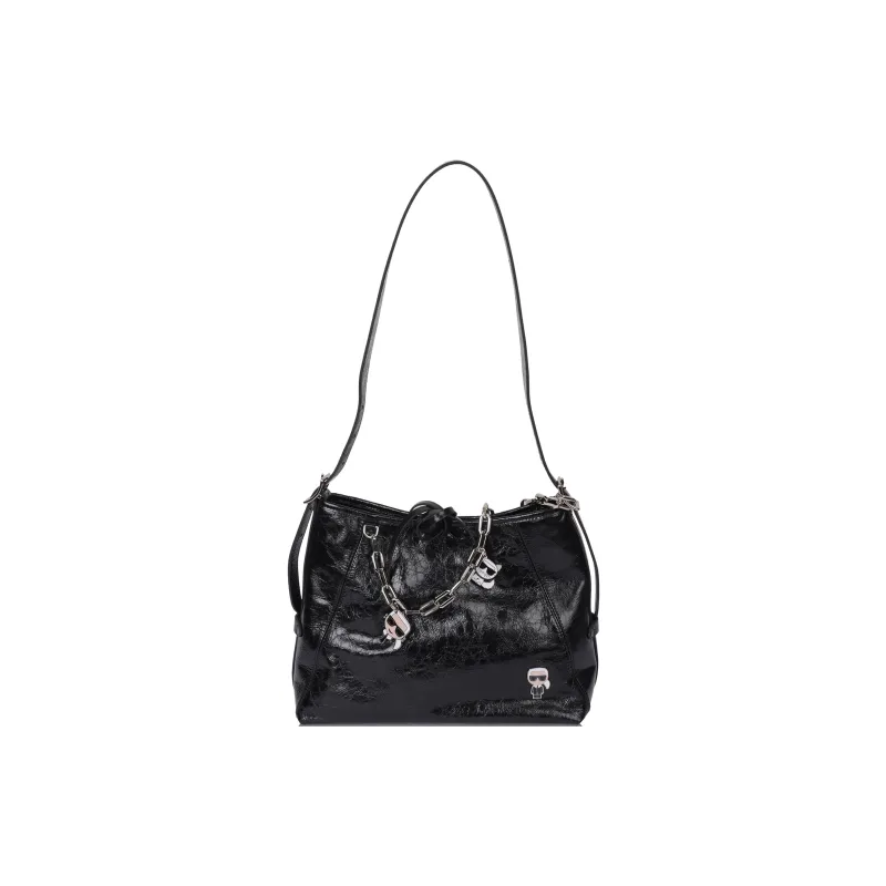 KARL LAGERFELD Top Grain Cow Leather Crossbody Bag Women's Black-1