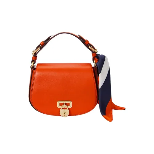 Ralph Lauren Tanner Cow Leather Shoulder Bag Crossbody Bag Handbag Medium Size Women's Orange