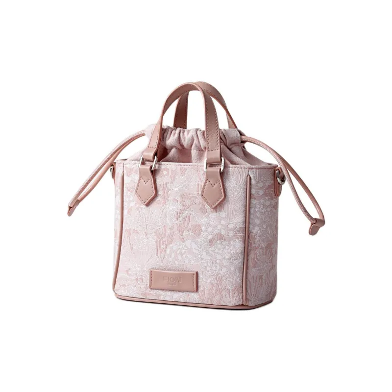 FION Clever Brocade Series Fabric Handbag Regular Women's Pink Koi Fish Bag/Gray Koi Fish Bag-0