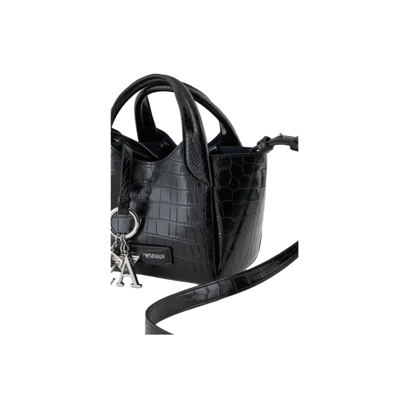 EMPORIO ARMANI Polyester Tote Bag, Shopping Bag, Crossbody Bag, Handbag Women's Black-4