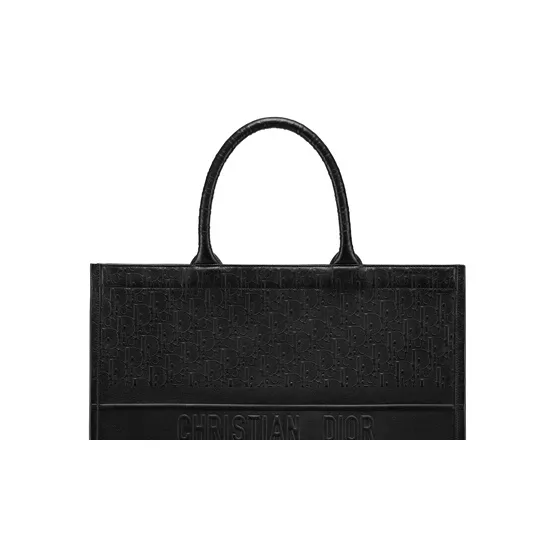 DIOR BookTote Cow Leather Tote Bag Shopping Bag Medium Size Unisex Black-4