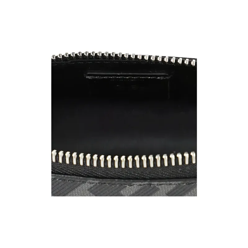 FENDI Coated Canvas With Leather Pen Pouch Stationery Storage Bag Clutch Men's Black Gray Color-3