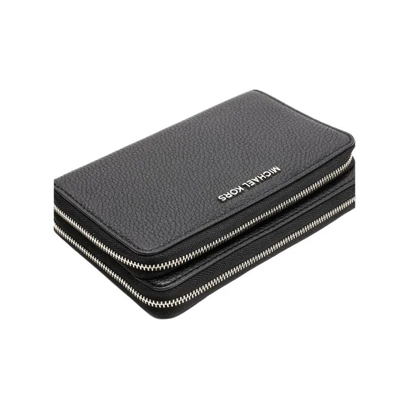 MICHAEL KORS Cow Leather Clutch Coin Purse Wallet Women's Black-4