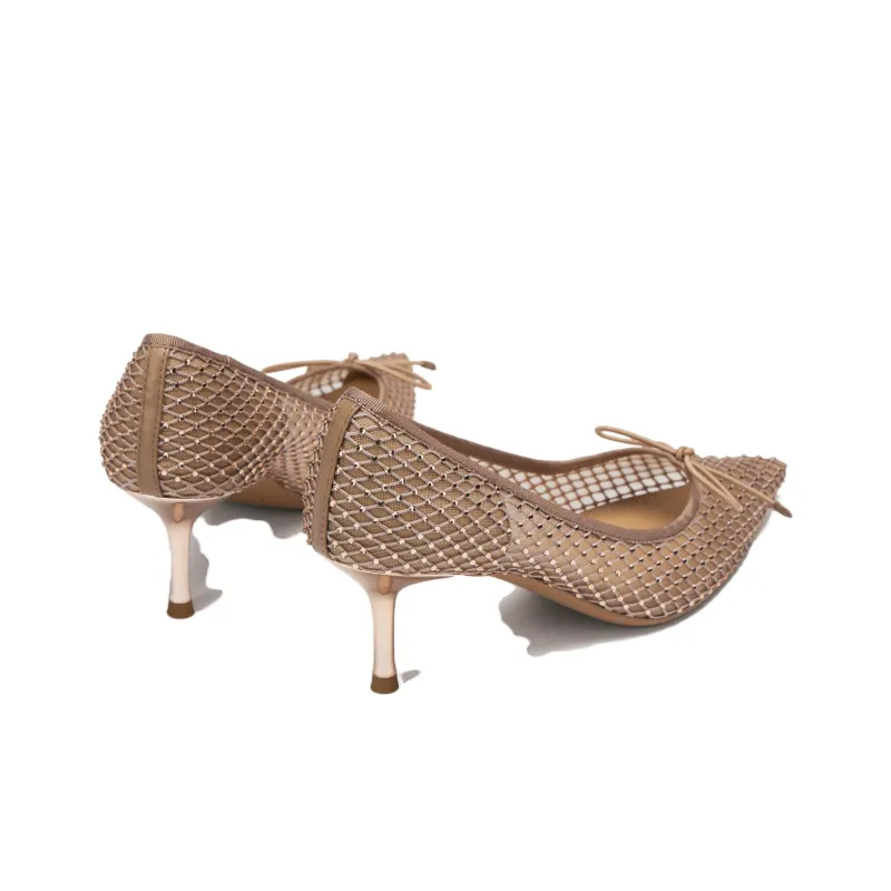 73Hours Slim Heel High Heels 6.5cm Women's Khaki-4