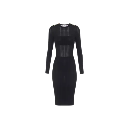 Elisabetta Franchi Semi sheer Rib knit Midi Dress