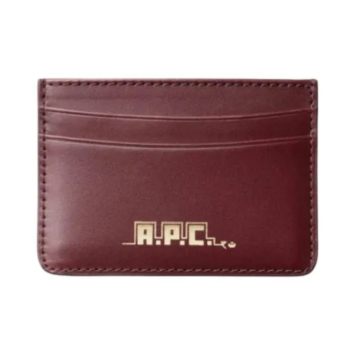 A.P.C Cow Leather Card Holder Men's Burgundy