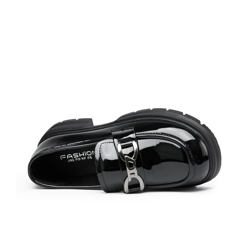 La Chapelle Ballet Flats Loafers 4.0cm Women's Black-5