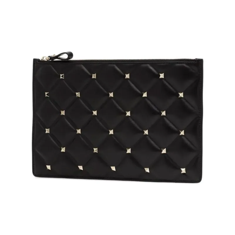 Valentino Rockstud Lambskin Wallet Clutch Women's Black-1
