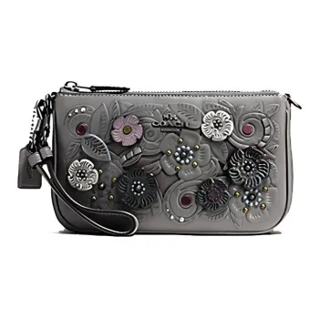 COACH Nolita Tanned Leather Mahjong Bag Shoulder Bag Crossbody Bag One Shoulder Handbag Small Size Women's Silver Gray