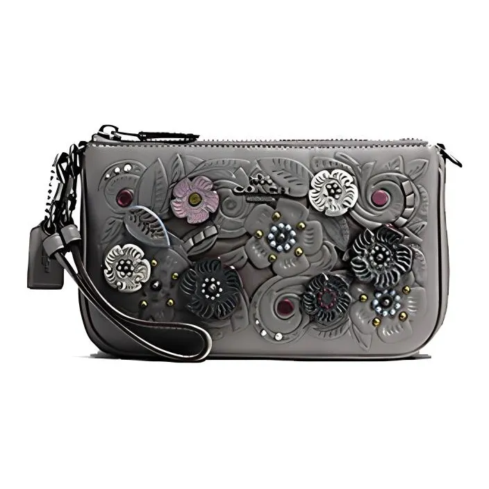 COACH Nolita Tanned Leather Mahjong Bag Shoulder Bag Crossbody Bag One Shoulder Handbag Small Size Women's Silver Gray-0
