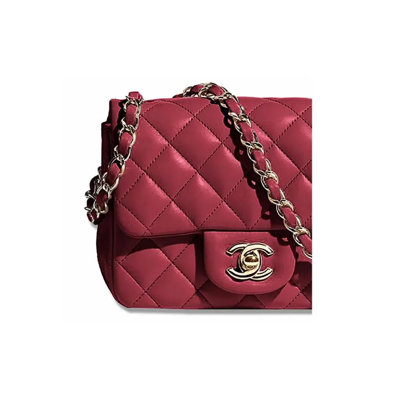 CHANEL Classic Flap CF Lambskin Crossbody Bag, Shoulder Bag Mini Women's Burgundy-3