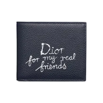 DIOR Cow Leather Wallet Men's Navy