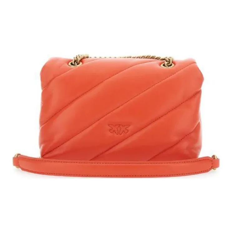 PINKO Love Bag Puff Sheepskin Shoulder Bag Crossbody Bag Mini Women's Orange-2
