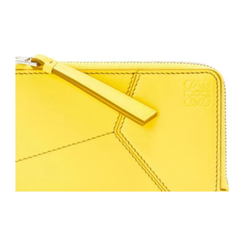 LOEWE Puzzle Smooth Cow Leather Card Holder Wallet Men's Yellow-4