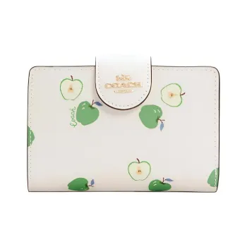 COACH Corner Zip Canvas Wallet Mini Women's Ecru