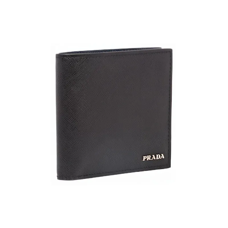 PRADA Saffiano Cow Leather Wallet Men's Black/Navy-1