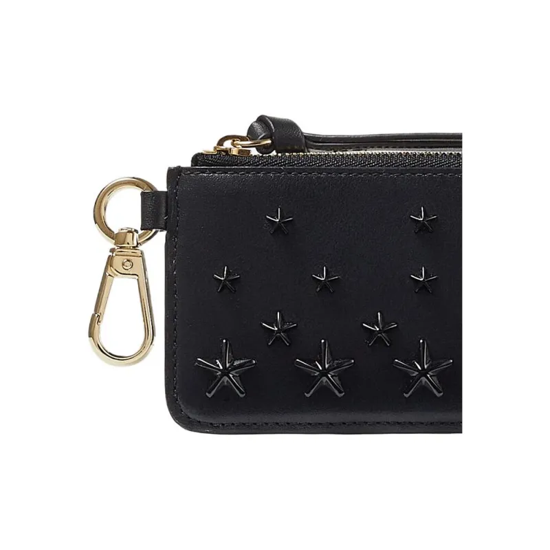 Jimmy Choo Smooth Calf Leather Business Card Holder Card Case Women's Black-4