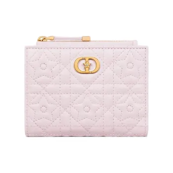DIOR Caro Lambskin Wallet Women's Light Pink