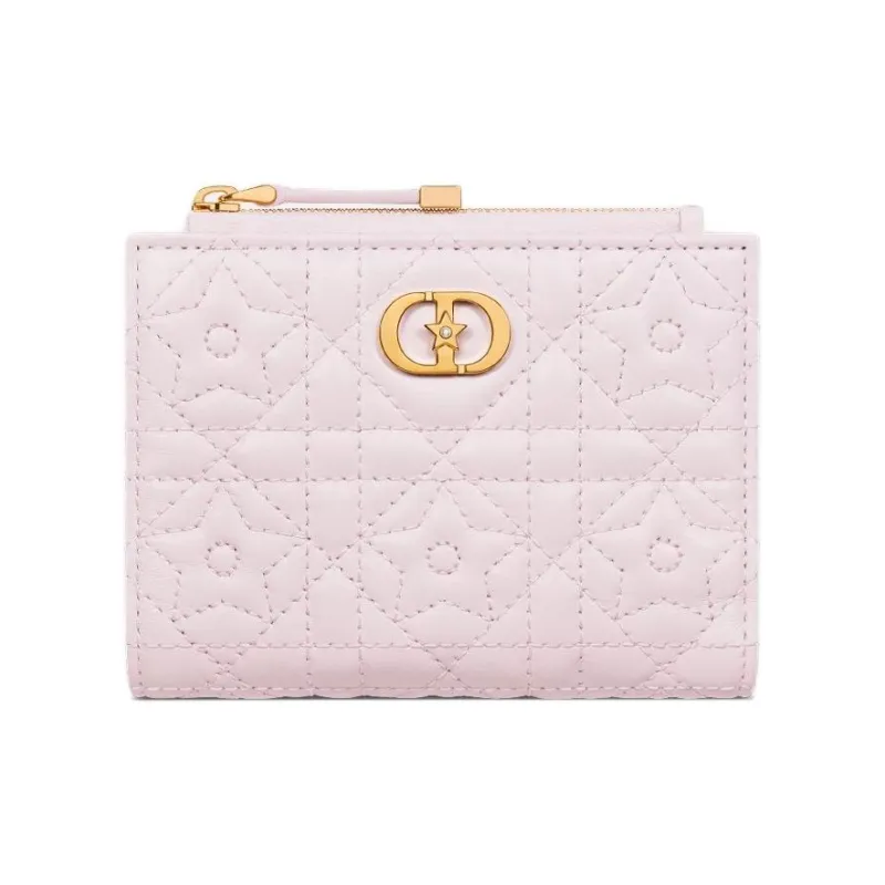 DIOR Caro Lambskin Wallet Women's Light Pink-0