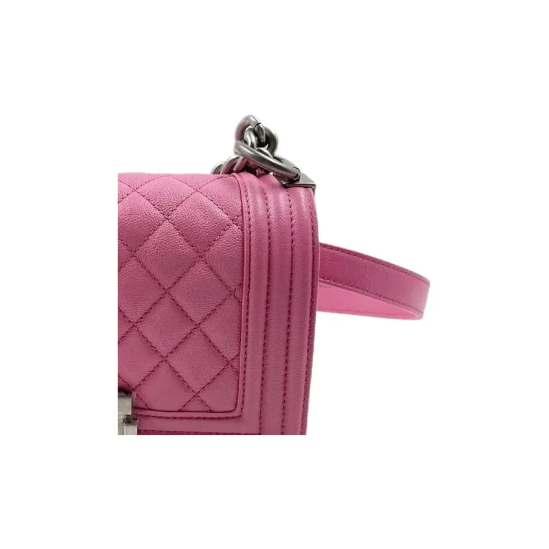 CHANEL Leboy Grain Embossed Cow Leather Flap Bag, Crossbody Bag, Shoulder Bag Trumpets Women's Pink-2