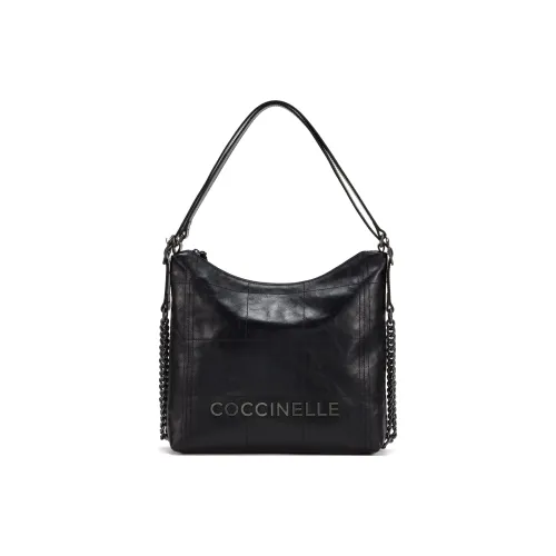 COCCINELLE Waxed Leather Hobo Bag, Handbag, Shoulder Bag Large Size Women's