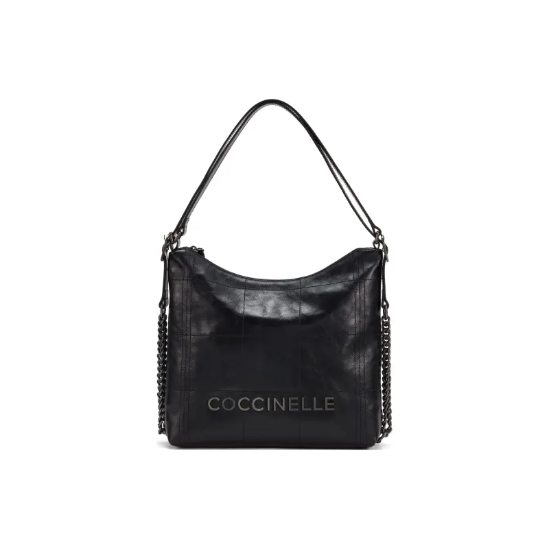 COCCINELLE Waxed Leather Hobo Bag, Handbag, Shoulder Bag Large Size Women's-0