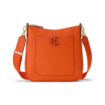 Ralph Lauren Cow Leather Shoulder Bag, Crossbody Bag Large Size Women's Orange