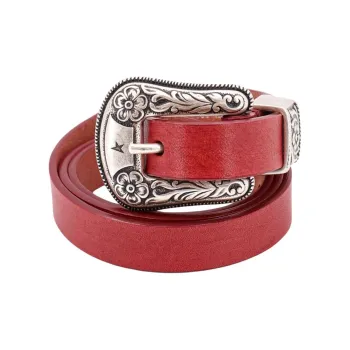 Golden Goose Floral Engraved Buckled Belt