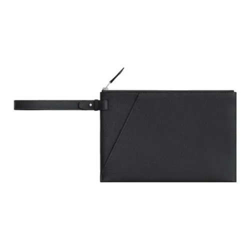 HERMES Cabavertige Togo Calfskin Clutch Men's Black