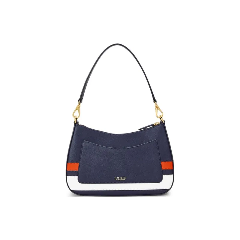 Ralph Lauren Cow Leather Portable Crossbody Bag Shoulder Bag Medium Size Women's Blue/White/Red-2