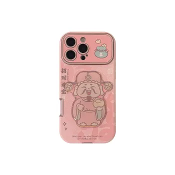 Beams TPU Material Pink 3D Effect God Of Wealth Phone Case Compatibility Iphone16/15/14/13/12/11Pro/ProMax/Plus