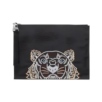 KENZO Leather Handbag Clutches Regular Men's Black
