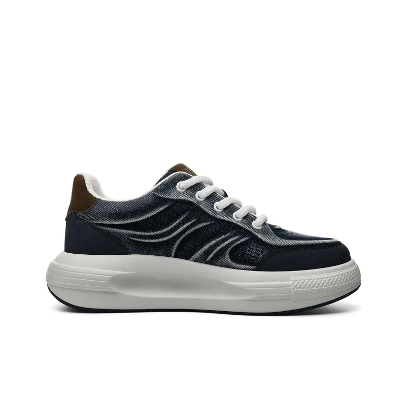 JEEP SPIRIT Anti-Slip Wear-Resistant Breathable Lightweight Height Increasing Low-Top Casual Shoes Men's Topaz Blue-1