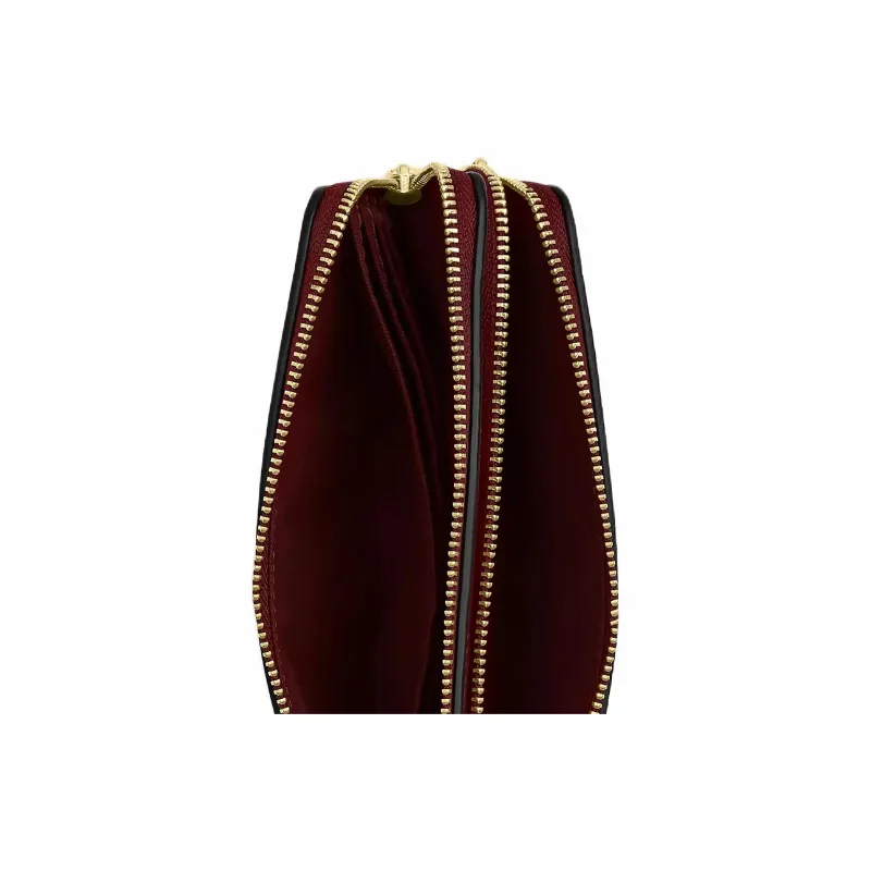 COACH Coated Canvas Wallet Small Size Women's Tan & Black Cherry-4