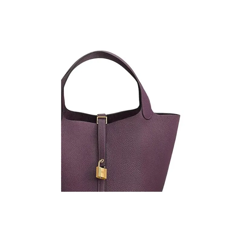 HERMES Picotin Lock TC Leather Basket Bag Handbag Bucket Bag 22 Women's N5 Cassis Blackcurrant Color-3