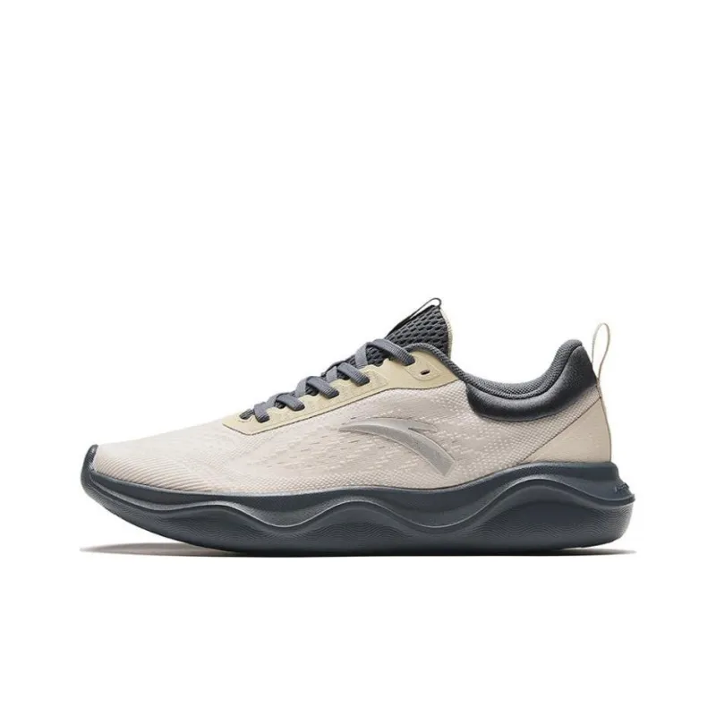 Anta Abrasion Resistant Breathable Low Top Training Shoes Men's Beige Gray-0