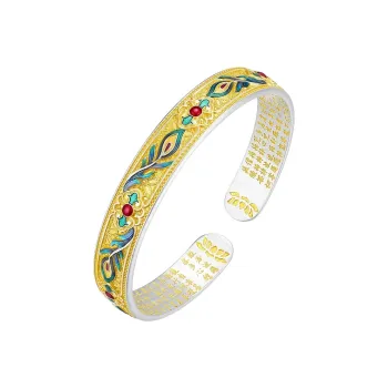 QIDUYINSHI 999 Fine Silver Bangles Women's