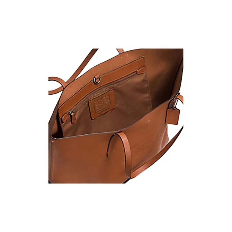 COACH Hudson Leather Tote Bag Shopping Bag Handbag Shoulder Bags Large Size Women's Dark Brown-3