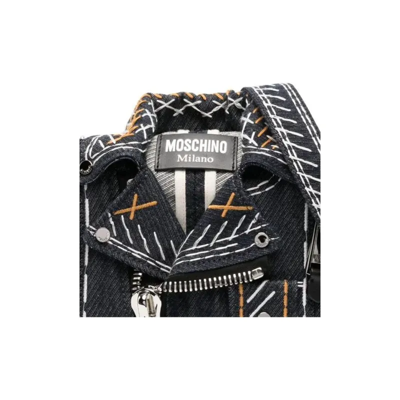 MOSCHINO Denim Crossbody Bag Shoulder Bag Women's Prussian Blue-3
