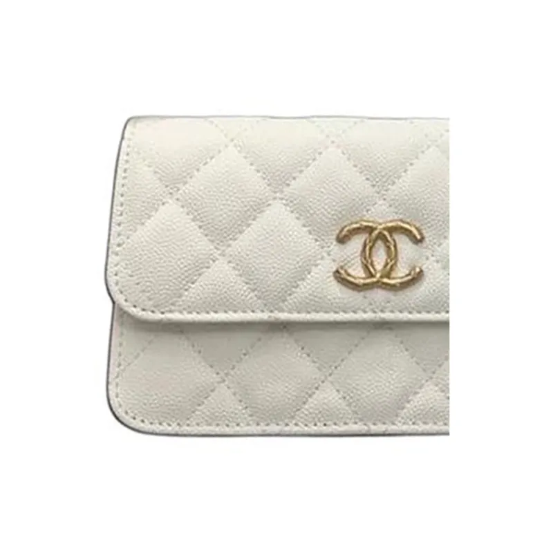 CHANEL Grain Calfskin Crossbody Bag, Shoulder Bag Women's White-2
