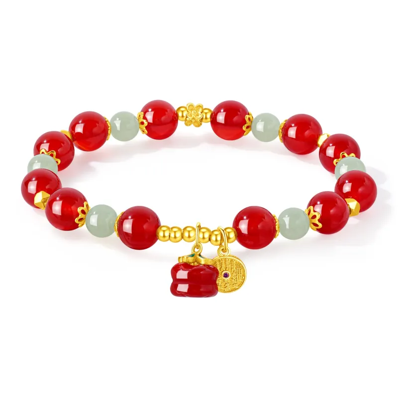 Lao Feng Xiang Hetian Jade Bracelets Green Jade Women's-0