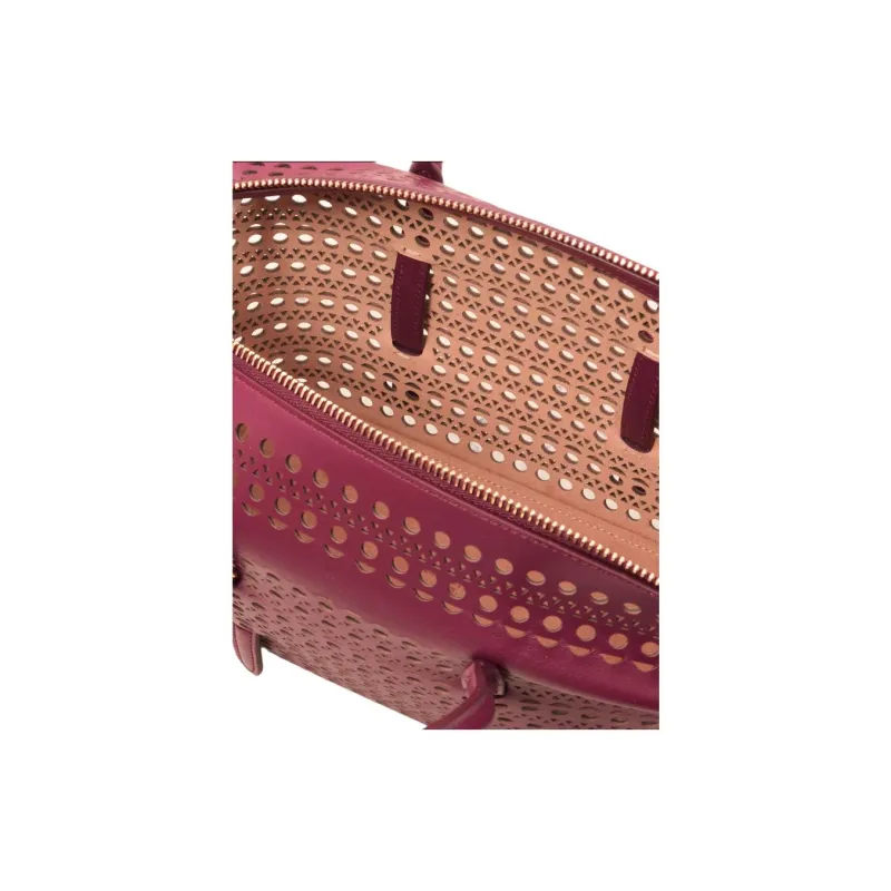 Alaia Cow Leather Shoulder Bag, Crossbody Bag, Handbag Women's Burgundy-2