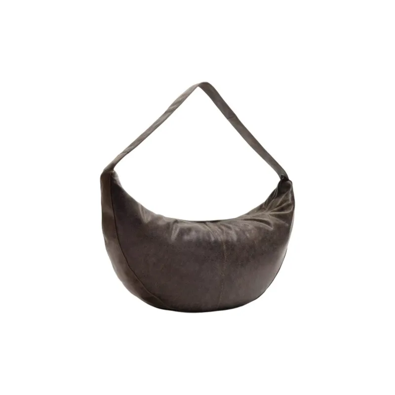 ZARA Cow Leather Shoulder Bag Men's Black Brown-1