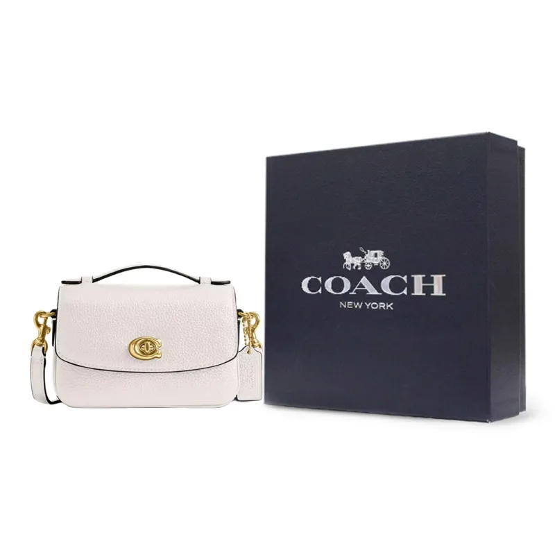 COACH Cassie High Quality Pebbled Leather Shoulder Bag Crossbody Bag Handbag Women's Chalk White-4