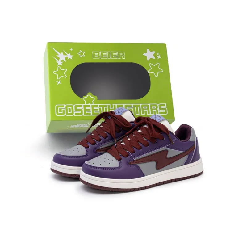 BEIER Cushioning Wear-Resistant Low-Top Skateboard Shoes Unisex Taro Purple-13