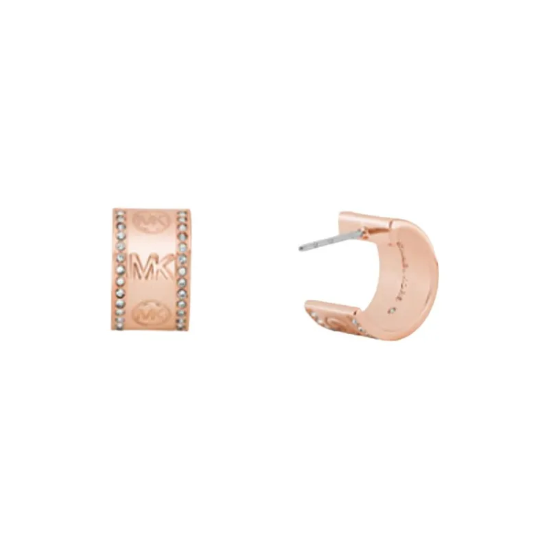 MICHAEL KORS Pavé Logo Huggie Hoop Earrings-1
