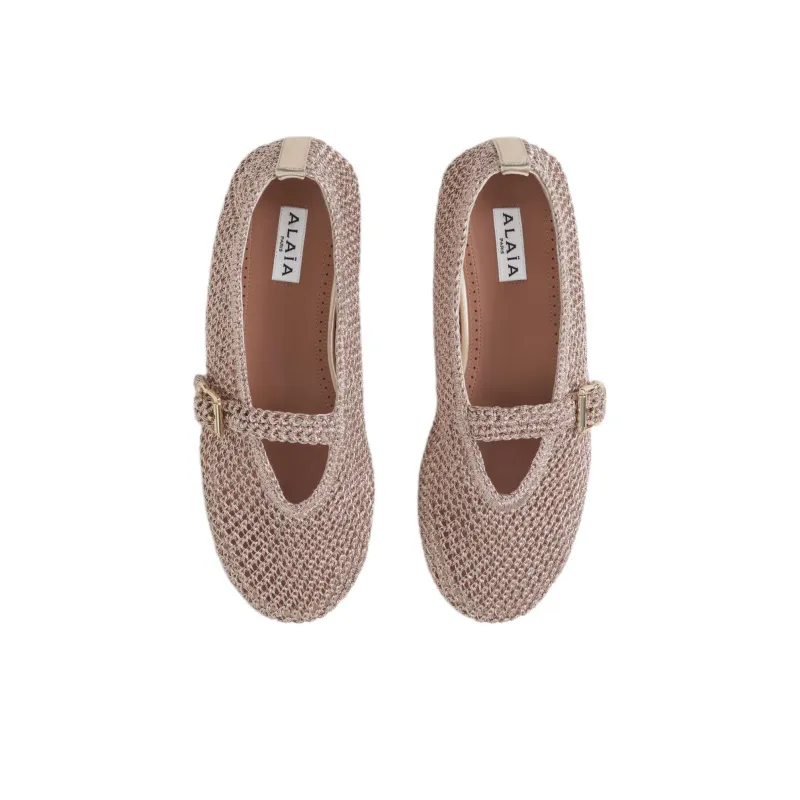 Alaia Casual Single Shoes Women's Gold-3