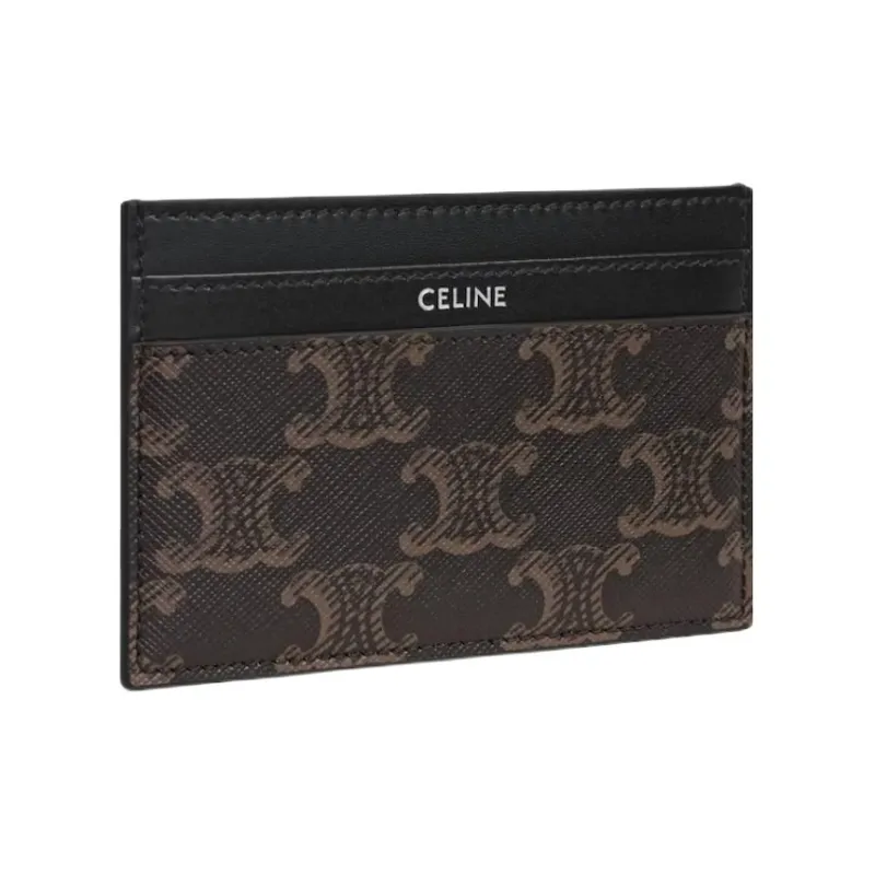 CELINE CANVAS TRIOMPHE Canvas Card Holder Medium Size Men's Black & Brown-1